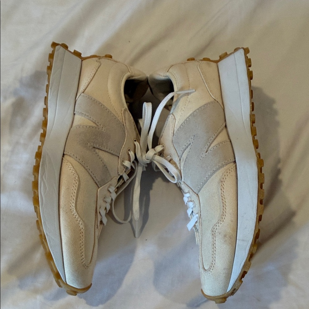 New Balance 327 Beige Sneakers with Gum Soles